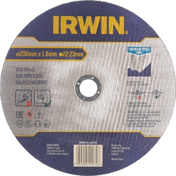 Irwin IRWIN TARCZA DO CIĘCIA METALU/STALI NIERDZEWNEJ PŁASKA 230mm x 1,8mm x 22,23mm