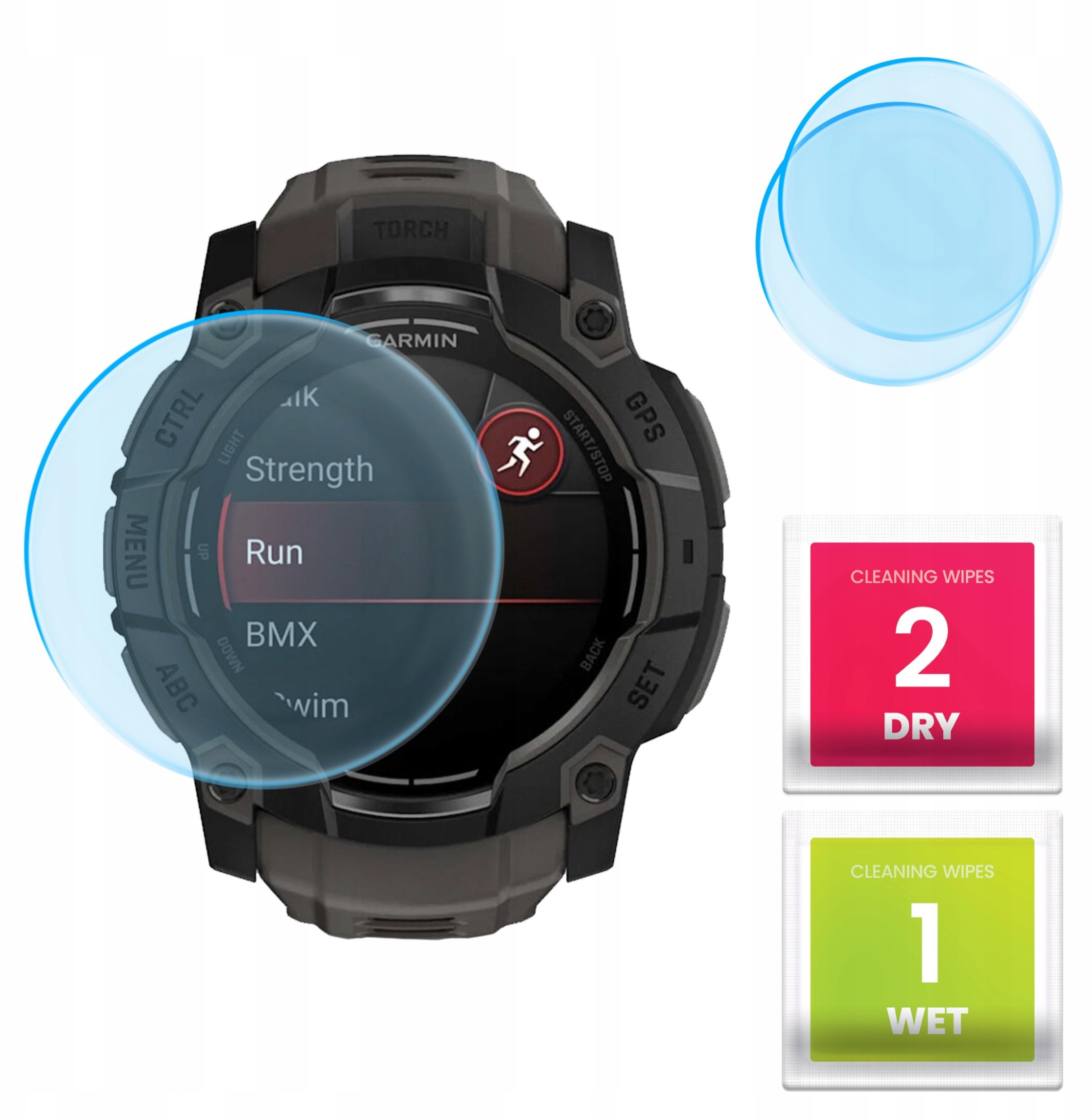 2-PAK Szkło Hybrydowe do Garmin Instinct 3 50 mm (Szkiełko, Ochronne, 9H)