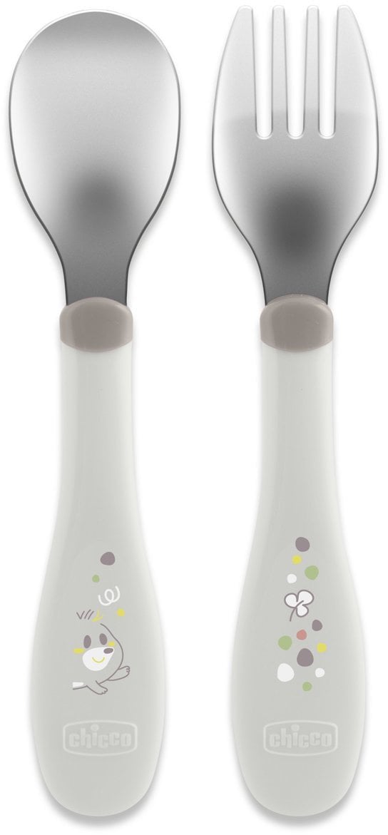 CHICCO-1610235-SZTUĆCE METALOWE 18M+ GREY