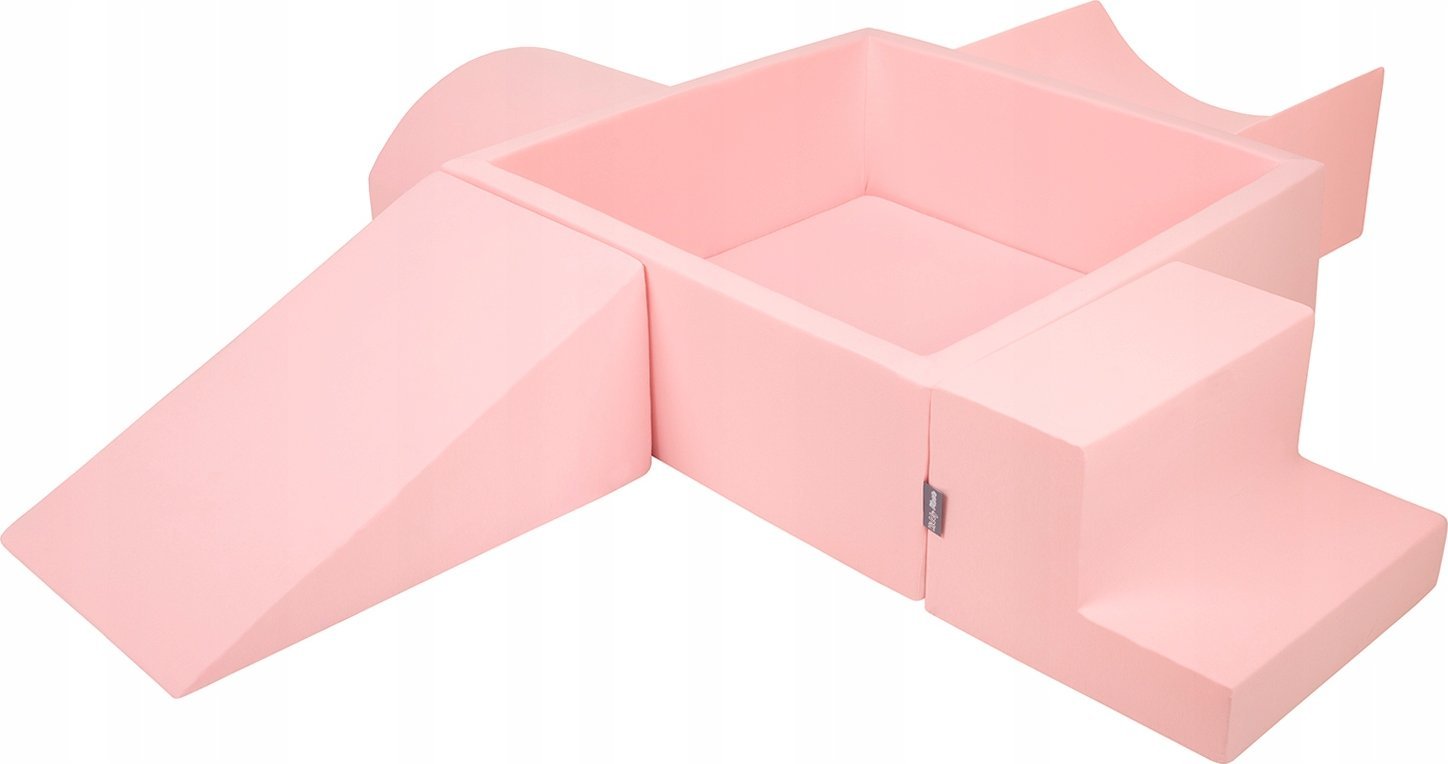 KiddyMoon Piankowy plac zabaw PPZP-KW30D-115 z piłeczkami różowy: pudrowy róż-perła-transparent basen 300/klin L/rampa L/półwałek L/schodek Zabawka pl