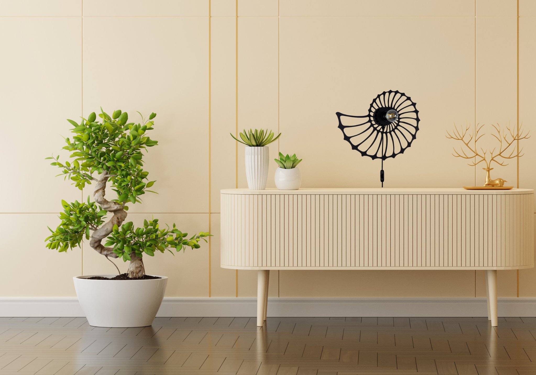 Kinkiet Solar Lampa ścienna Amonit z kablem