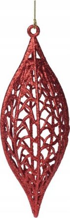 Koopman Bombka na choinkę ażurowa czerwona nietłukąca 22x8x7 cm