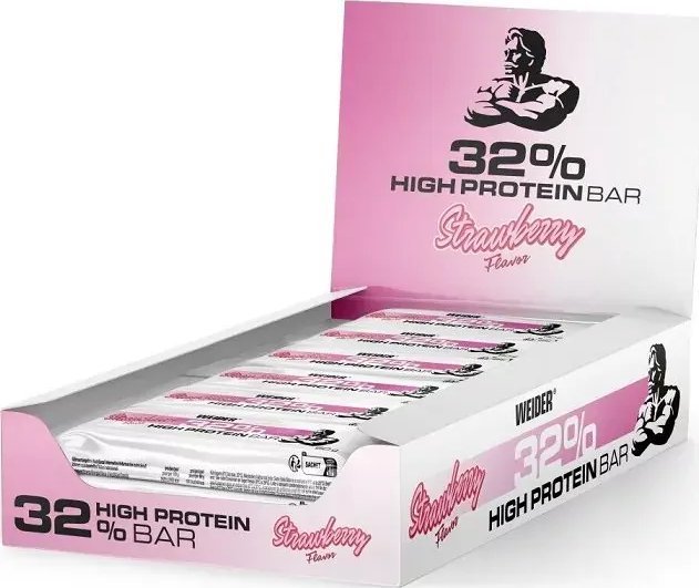 Weider Weider - 32% High Protein Bar, Baton Proteinowy, Strawberry, 12 Batonów x 60g