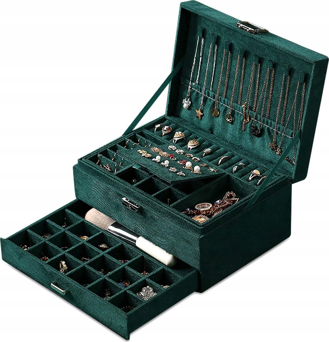 SZKATUŁKA NA BIŻUTERIĘ PUDEŁKO KUFEREK POJEMNY ORGANIZER ELEGANCKI F6