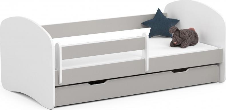 Fabryka Mebli Akord Łóżko dziecięce 160x80 SMILE z materacem i szufladą szare