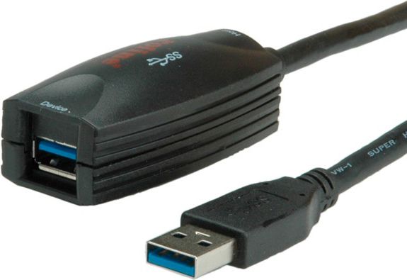 Kabel USB Roline USB-A - 5 m Czarny (12.04.1096)