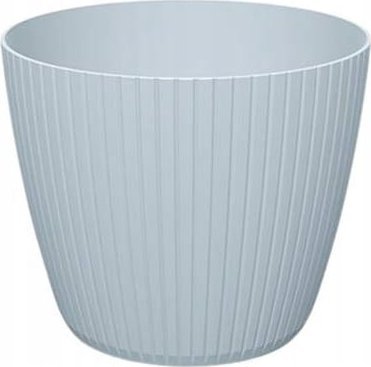Doniczka plastikowa jasnoszara 13,8x11,5 cm osłonka prążkowana na kwiaty Lamia