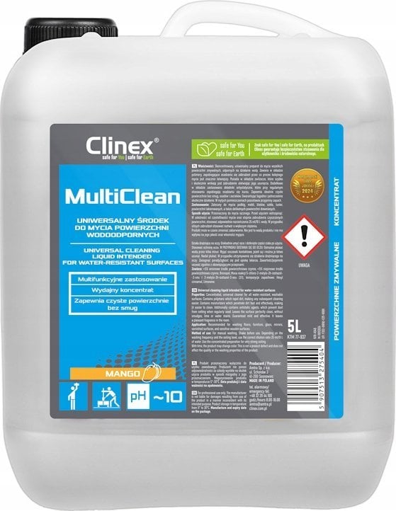 Clinex Uniwersalny środek CLINEX Multi Clean, do mycia powierzchni wodoodpornych, Mango, 5l
