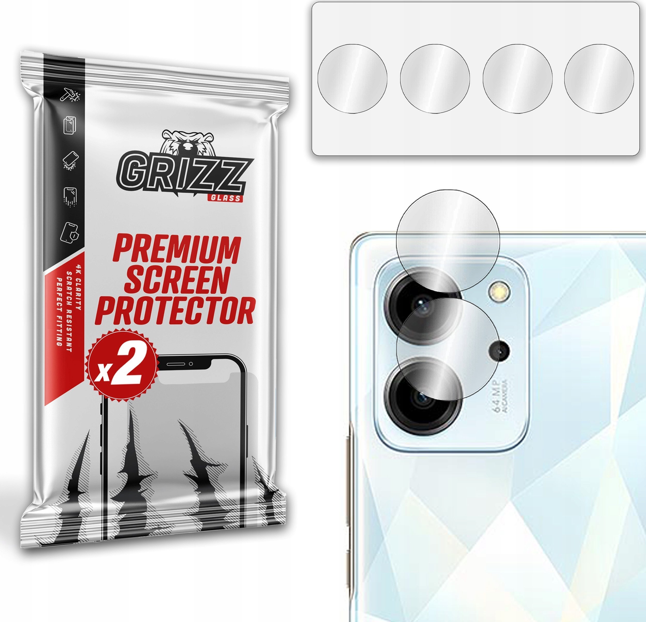 GrizzGlass Szkło na aparat GrizzGlass HybridGlass Camera Honor 80 SE