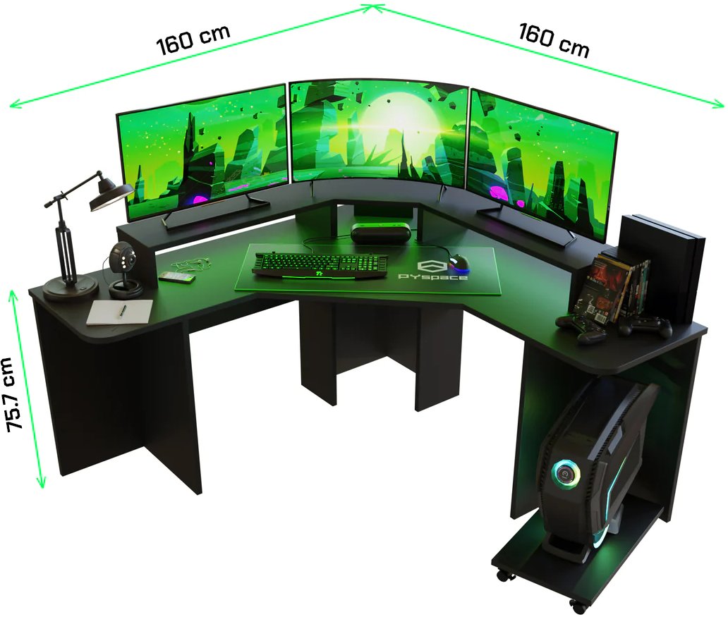 Biurko Gamingowe Narożne Supernova222 Led - Czarne