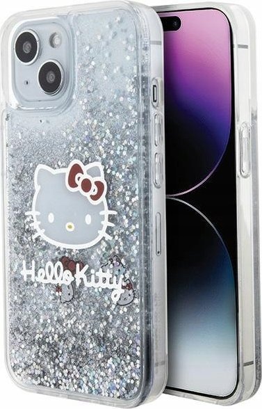 Sourcing Hello Kitty HKHCP15SLIKHET iPhone 15 / 14 / 13 6.1" silver/silver hardcase Liquid Glitter Charms Kitty Head