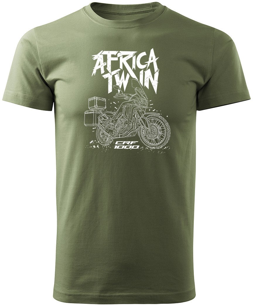 Koszulka motocyklowa z motocyklem Honda Africa Twin CRF1100L męska khaki XL
