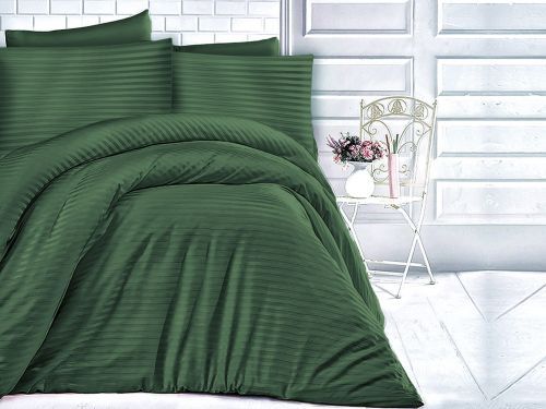 Darymex Pościel satyna bawełniana CIZGILI DARK GREEN/160x200 EXCLUSIVE