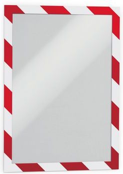 Durable Ramka samoprzylepna DURAFRAME SECURITY czerwony-biały A4, 2 sztuki (DUR942)