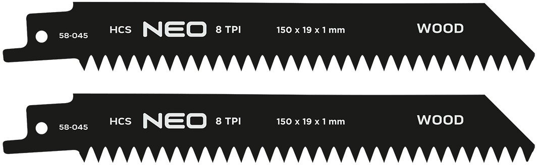 Brzeszczot do piły szablastej, HCS, 152 x 19 x 1 mm, 8TPI, kpl. 2 szt.