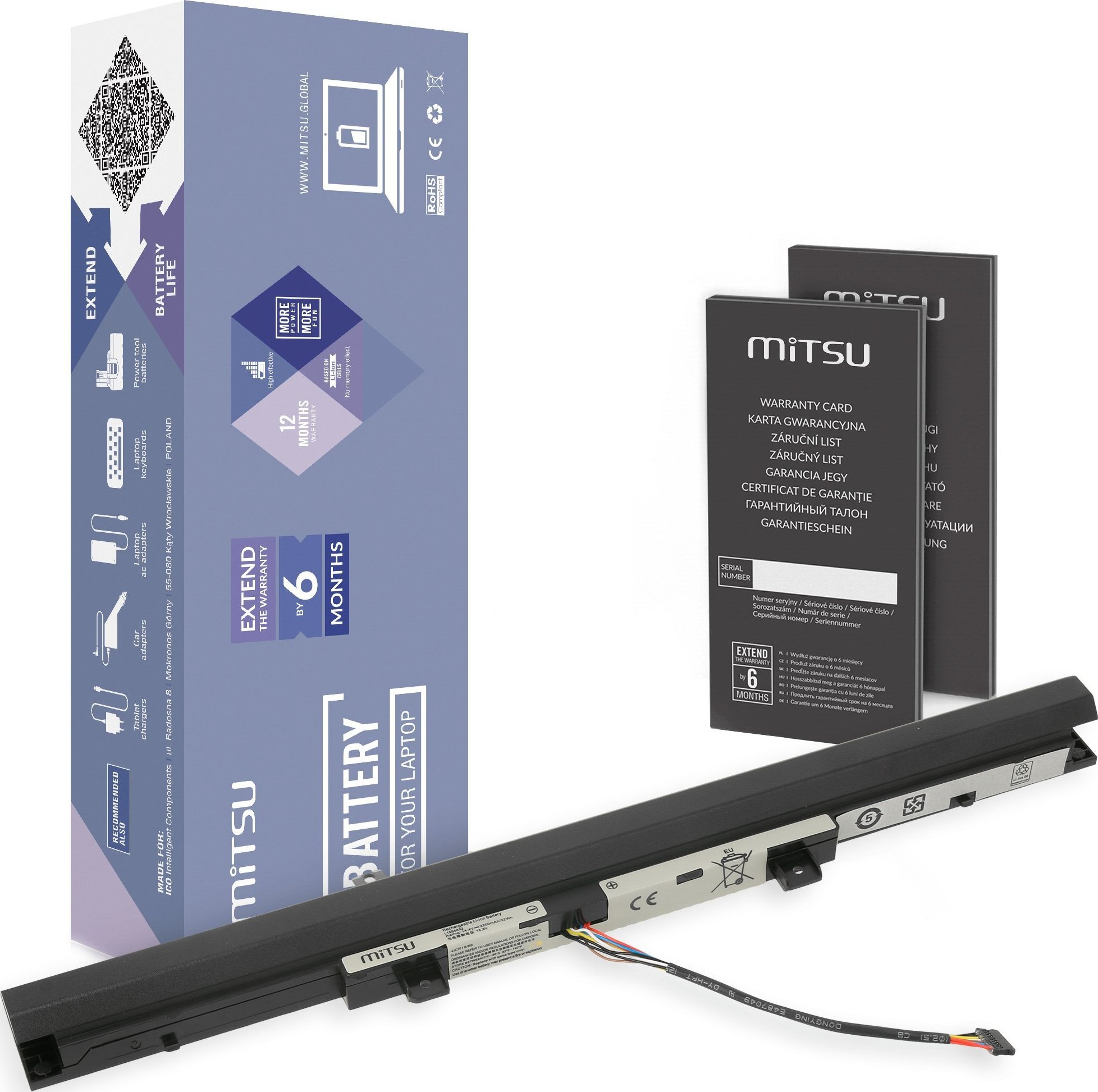 Bateria Mitsu Bateria L15C4A02 L15L4A02 do Lenovo V310-14ISK