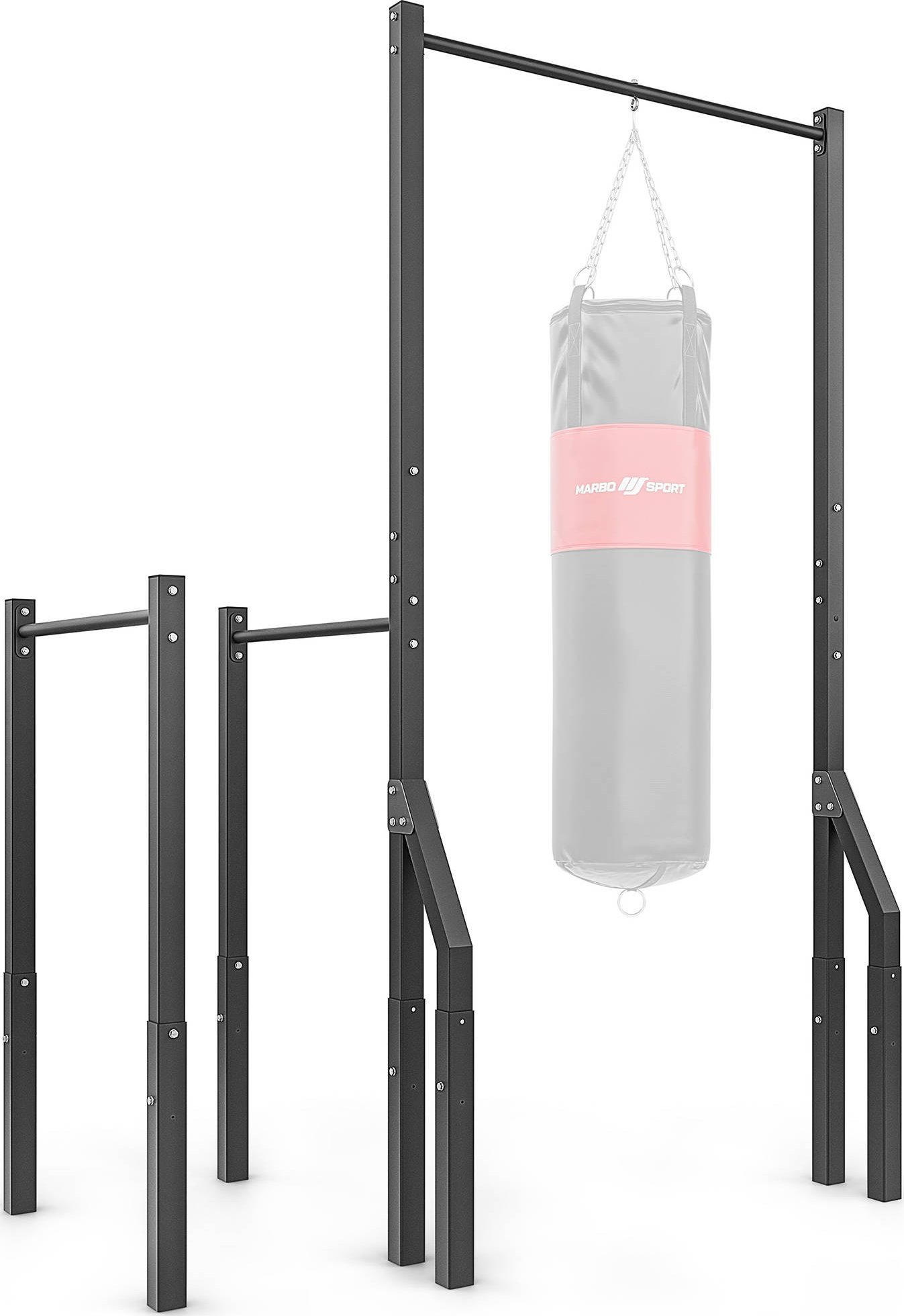 Drążek do podciągania zewnętrzny z uchwytem na worek i długimi poręczami do dipów MO-Z2 - Marbo Sport