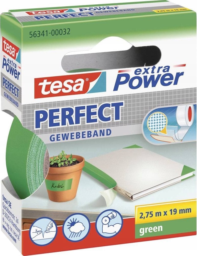 Tesa tesa extra Power Perfect Gewebeband 2,75m 19mm grün