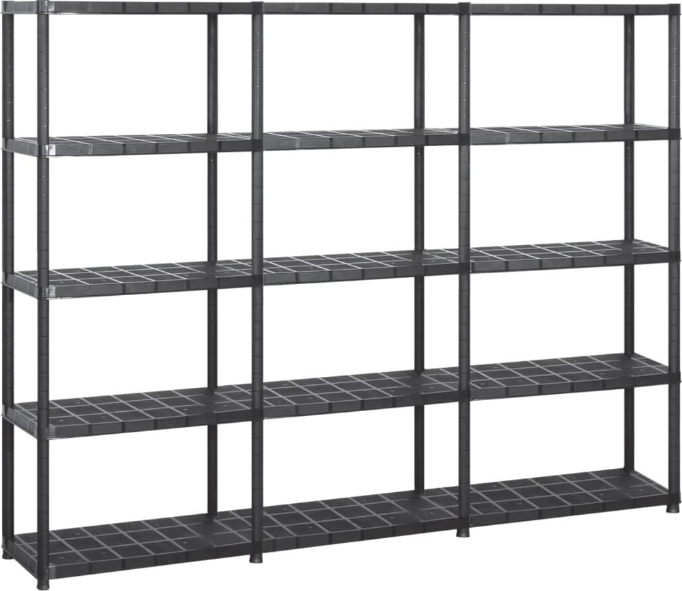 vidaXL Regał 5-poziomowy, czarny, 213x38x170 cm, plastik