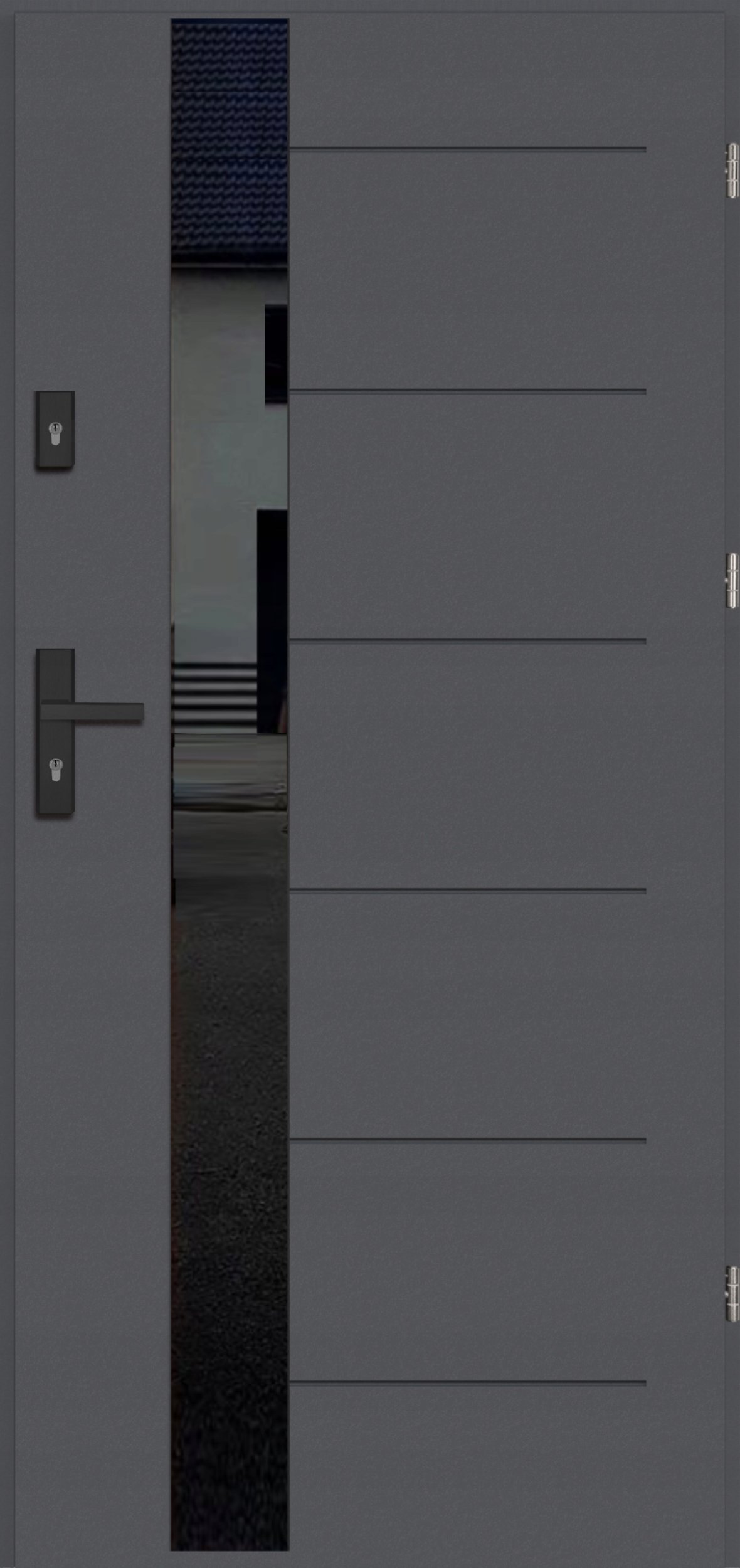 Drzwi zewnętrzne BORNHOLM Z CZARNĄ SZYBĄ GRUBE ciepłe 70mm, OD RĘKI, 90 P