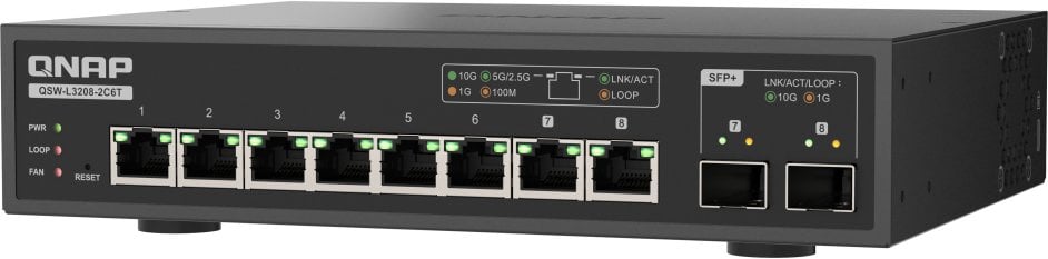 QNAP QSW-L3208-2C6T łącza sieciowe Zarządzany L2 10G Ethernet (100/1000/10000) Desktop Czarny