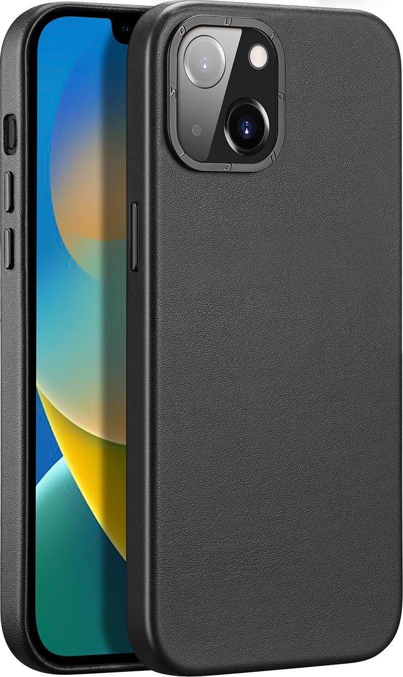 Dux Ducis Grit skórzane etui do iPhone 14 Max elegancki pokrowiec ze sztucznej skóry (kompatybilne z MagSafe) czarny