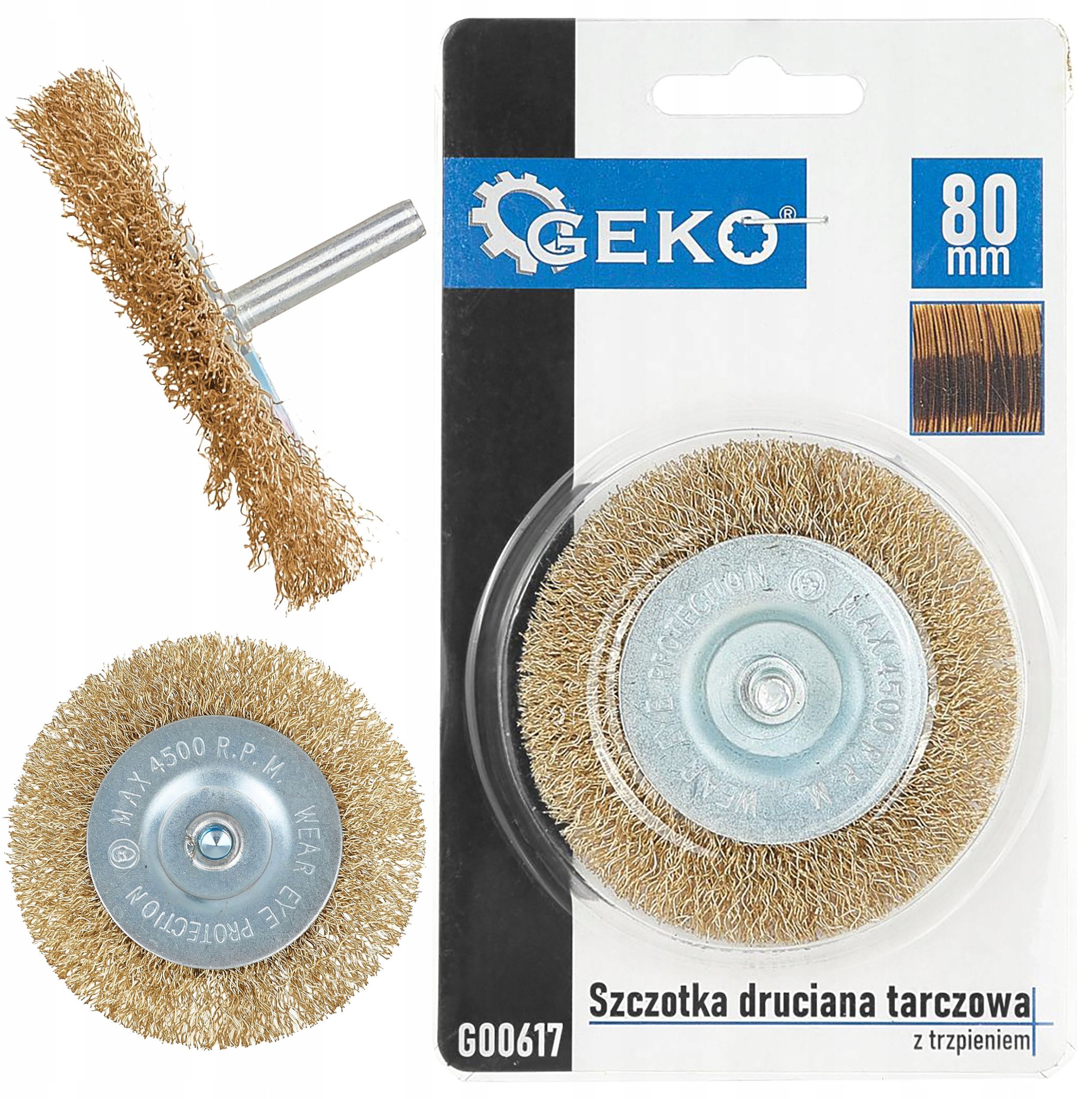 Szczotka druciana tarcz. mosiądz 80mm z trzpieniem (100)