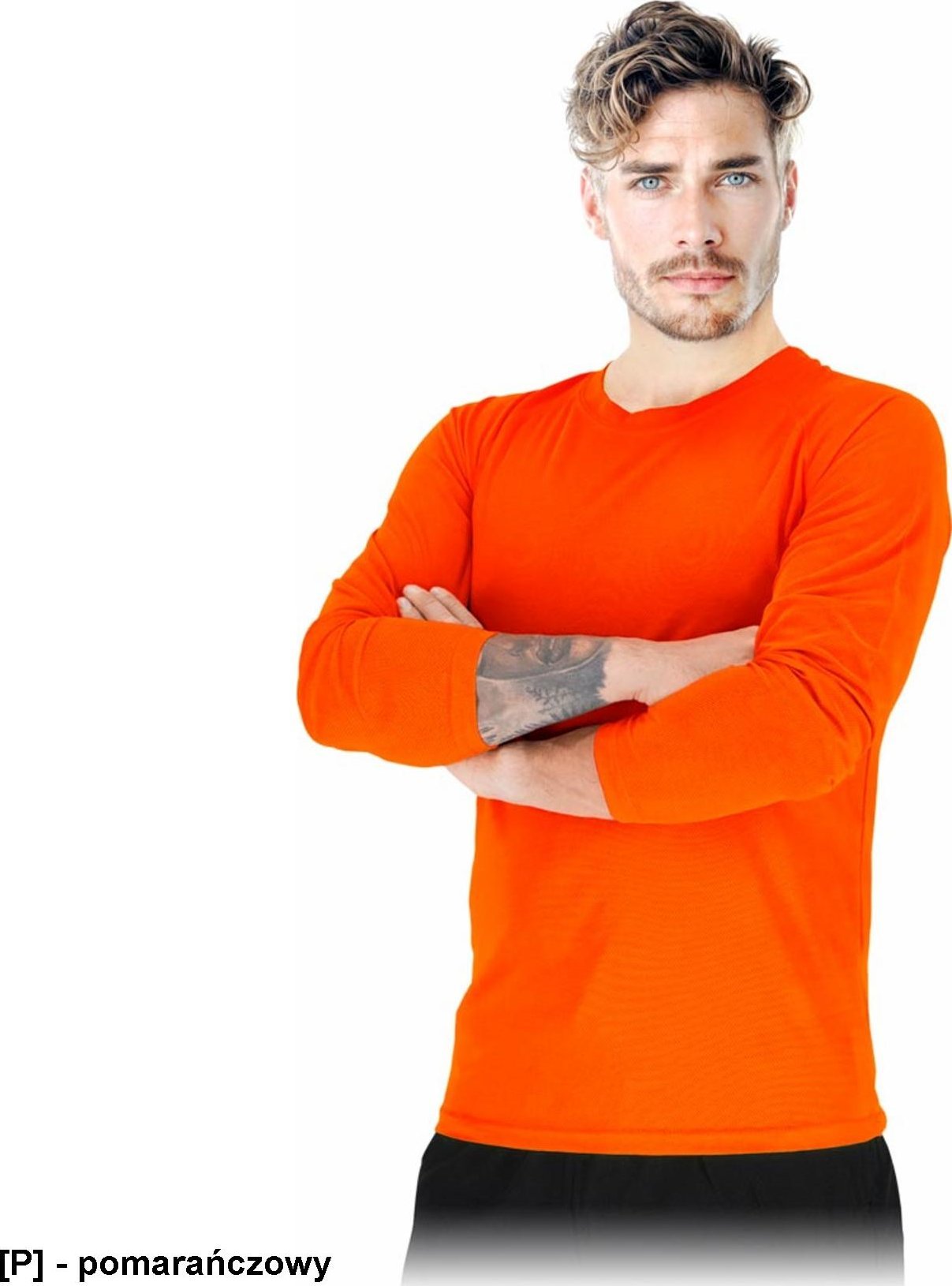 R.E.I.S. TS-PORTO-LS - T-shirt z siateczki męski dzianina 100% poliester 130-135 g/m2 krągły dekolt długi rękaw - pomarańczowy L