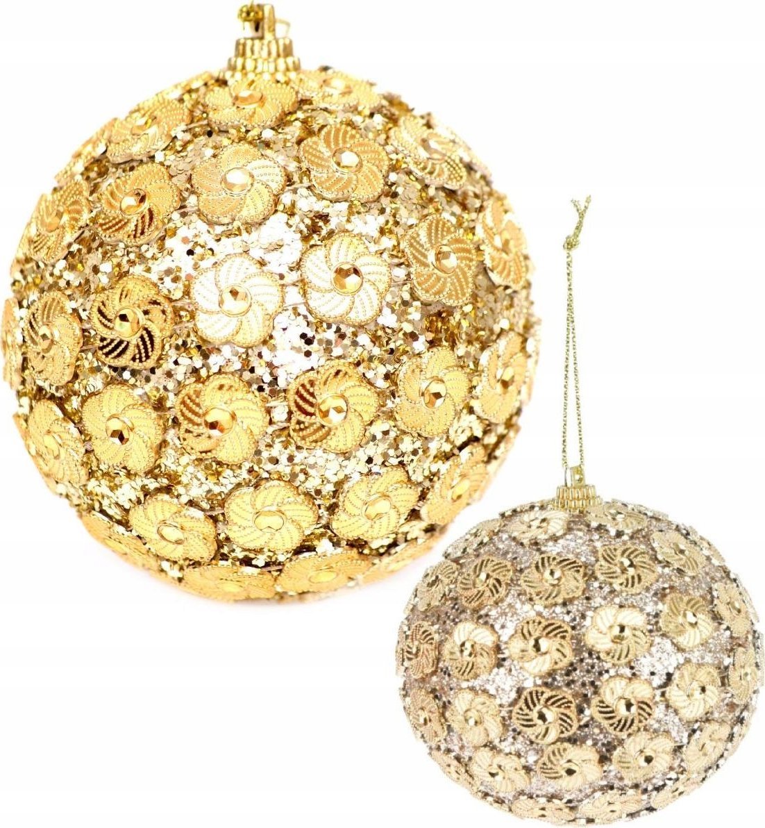 Christmas decoration BOMBKA DEKORACYNA Z CEKINAMI 8CM ZŁOTA