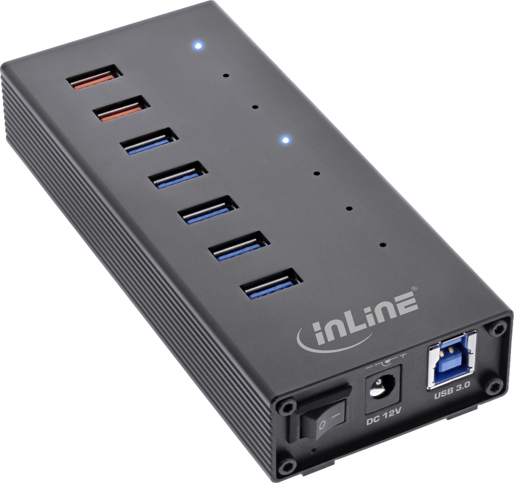 HUB USB InLine InLine® USB 3.2 Gen.1 7 Port Hub Aluminium Case with 2.5A Power Supply black
