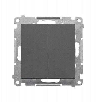 Simon 55 Przycisk podwójny zwierny bez piktogramu (moduł) 10 AX, 250 V~, szybkozłącza Grafitowy mat TP2.01/116