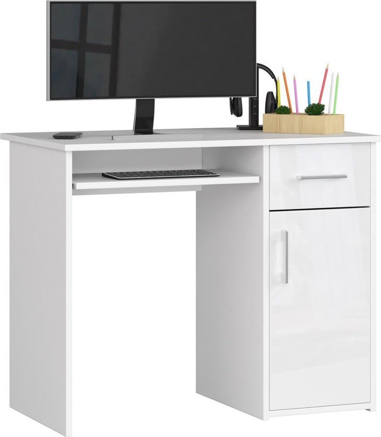 Elior Białe biurko komputerowe połysk - Esman 3X