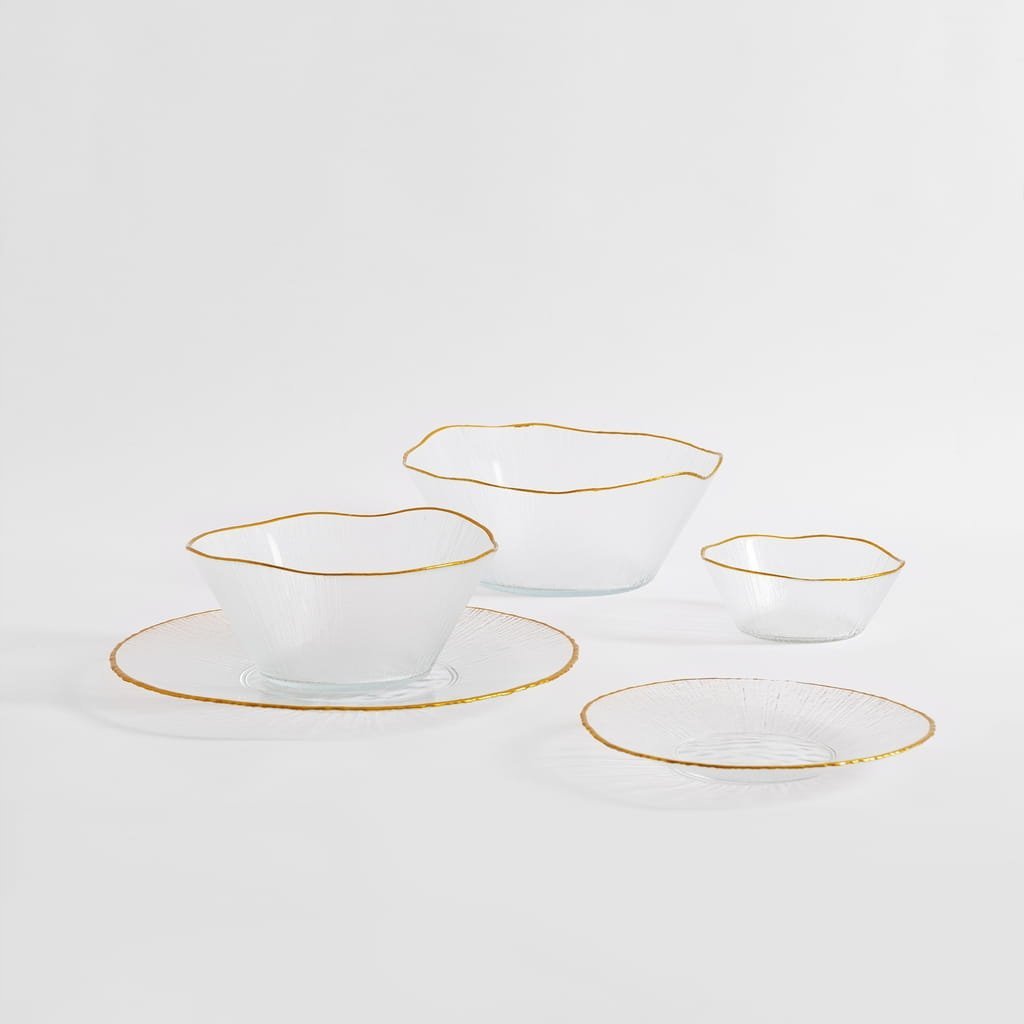 Home Styling Collection Szklana misa złotą obwódką DATURA, 30 cm