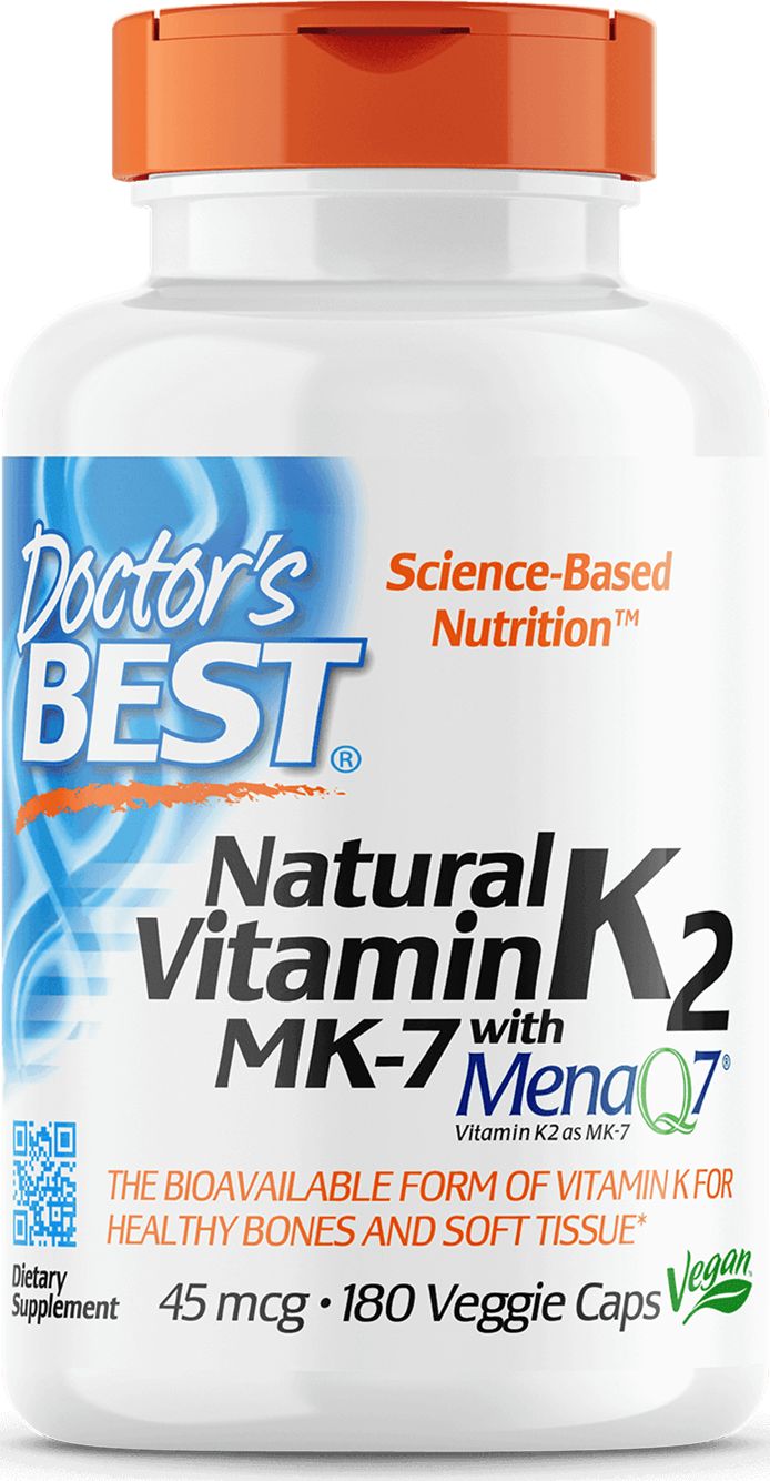 DOCTORS BEST Doctor's Best - Naturalna Witamina K2 MK7 z MenaQ7, 45mcg, 180 vkaps