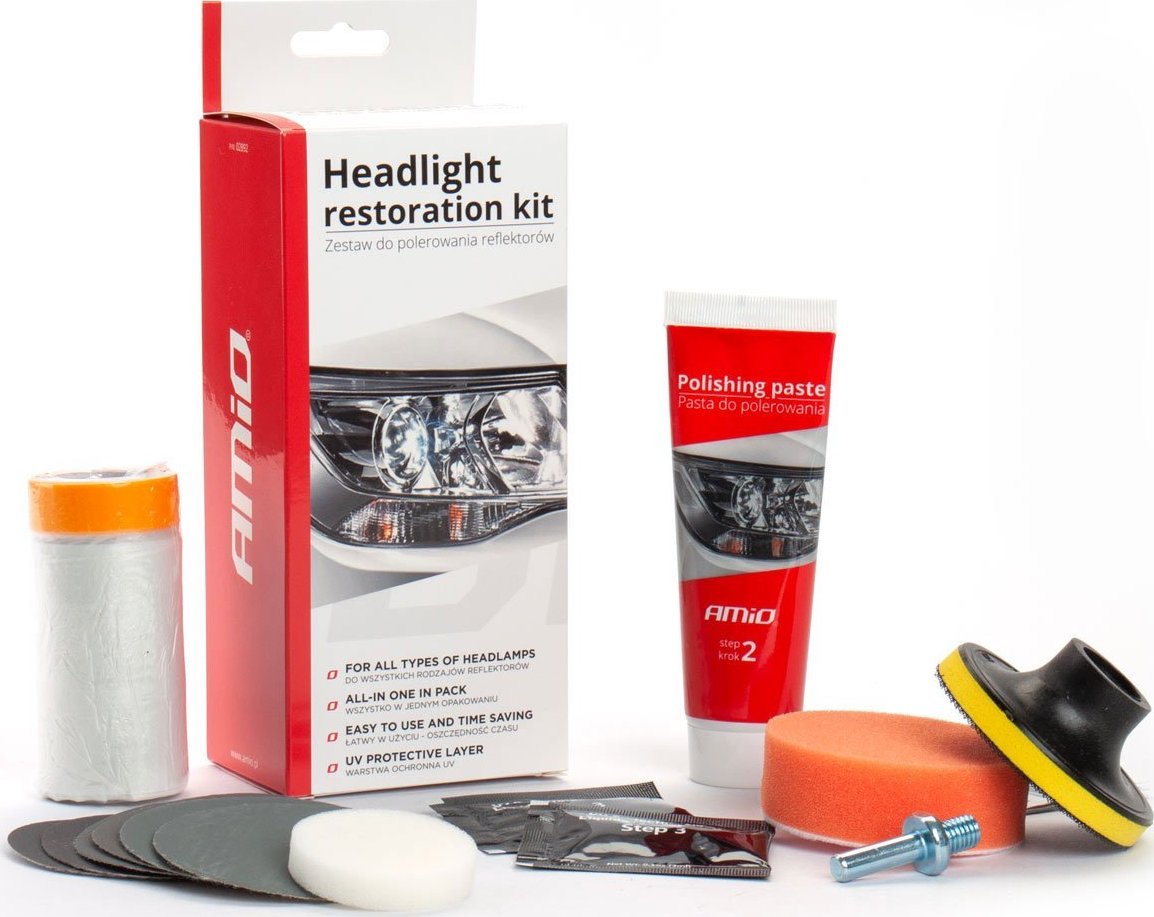 AMiO Zestaw do polerowania reflektorów samochodowych