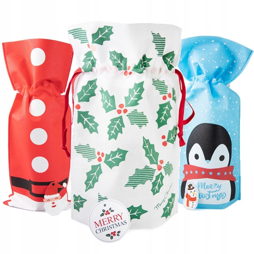 WOREK ŚWIĄTECZNY na butelkę prezent torebka