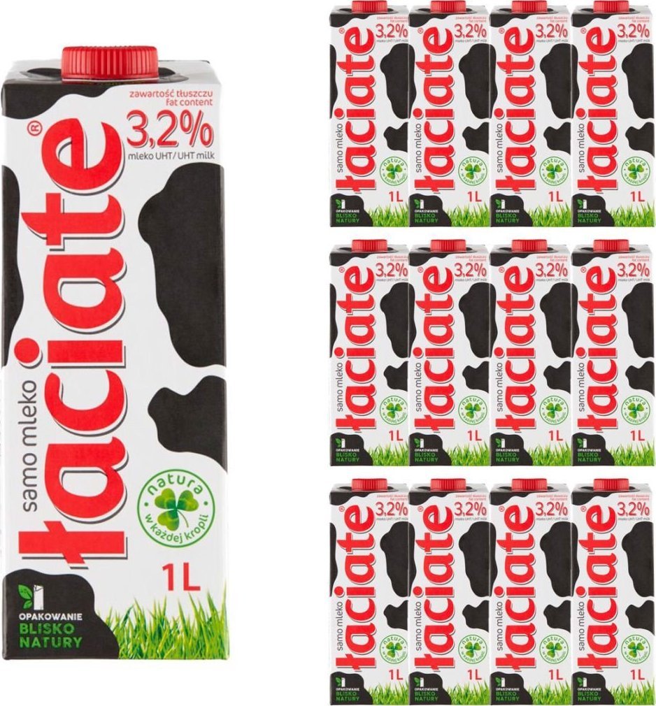 Łaciate Łaciate Mleko UHT 3,2 % 1 l x12 sztuk