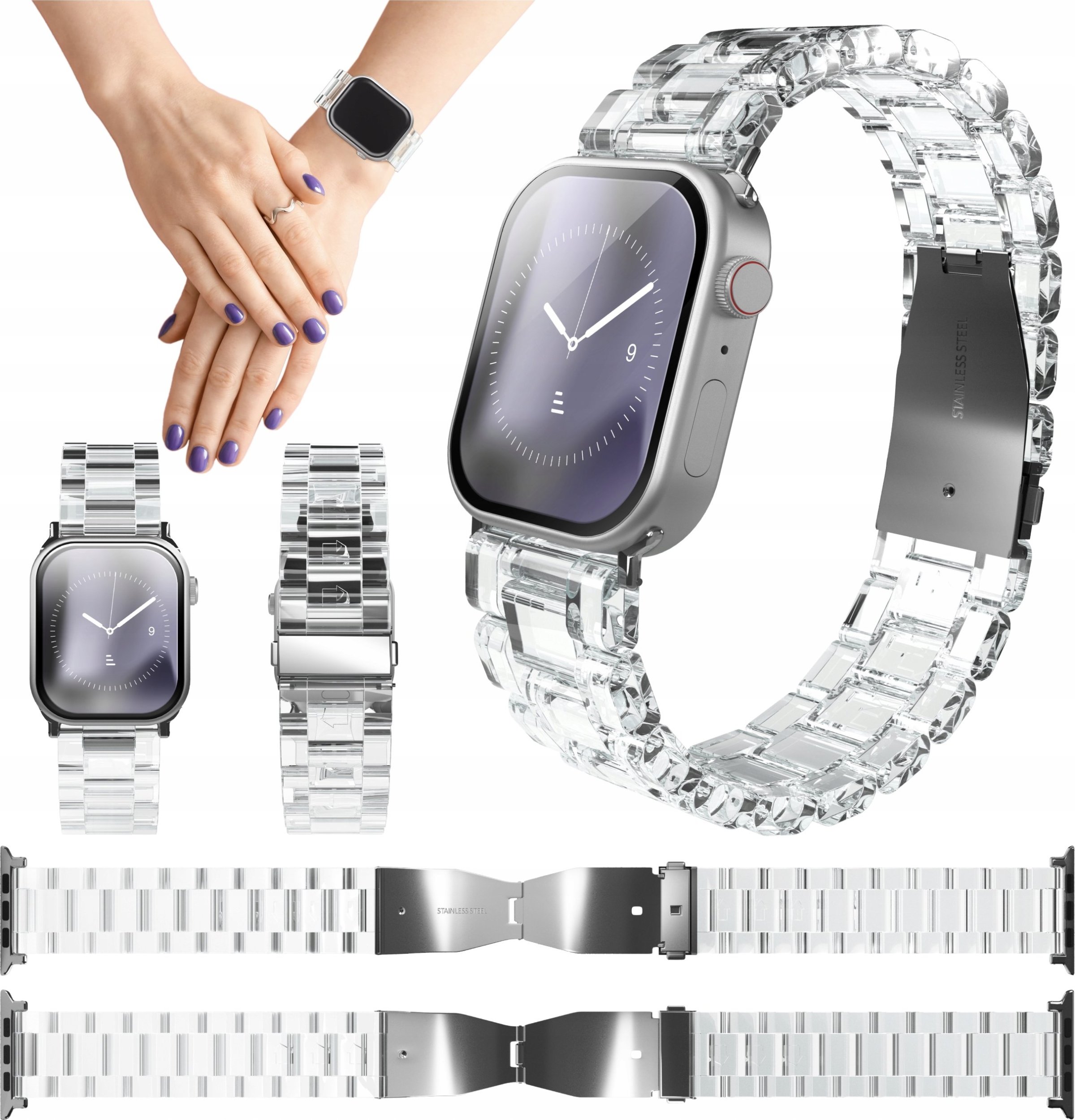 Hello Case Pasek Do Apple Watch 38 / 40 / 41 mm Przezroczysty Bezbarwny Bransoleta