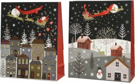 Kaemingk Torebka świąteczna na prezent miasto 32 cm