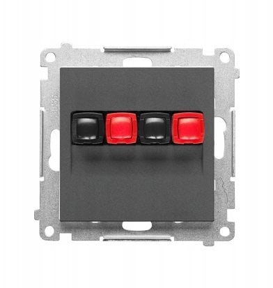 Kontakt-Simon Simon Gniazdo głośnikowe 2-krotne (moduł). Przekrój przewodów dla wejścia i wyjścia 2,5 mm2 Grafitowy mat TGL2.01/116