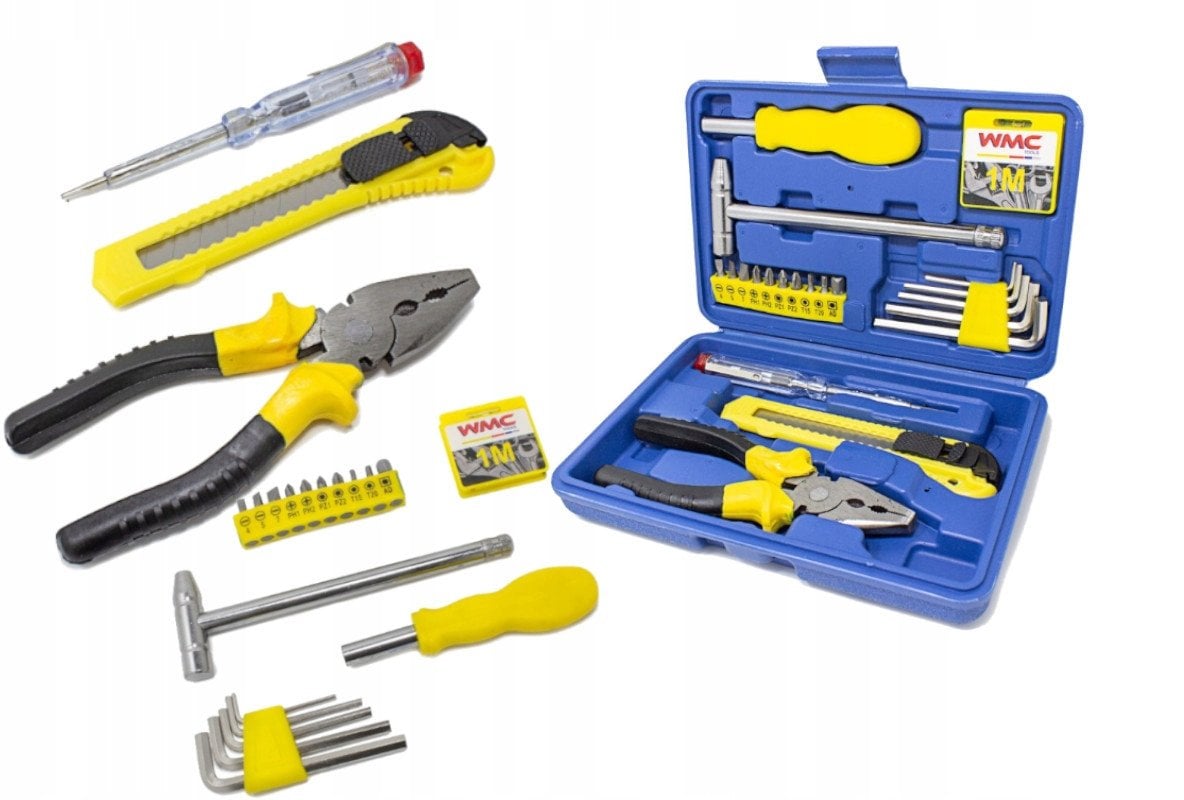 Zestaw narzędziowy 21 el. Kombinerki młotek bity