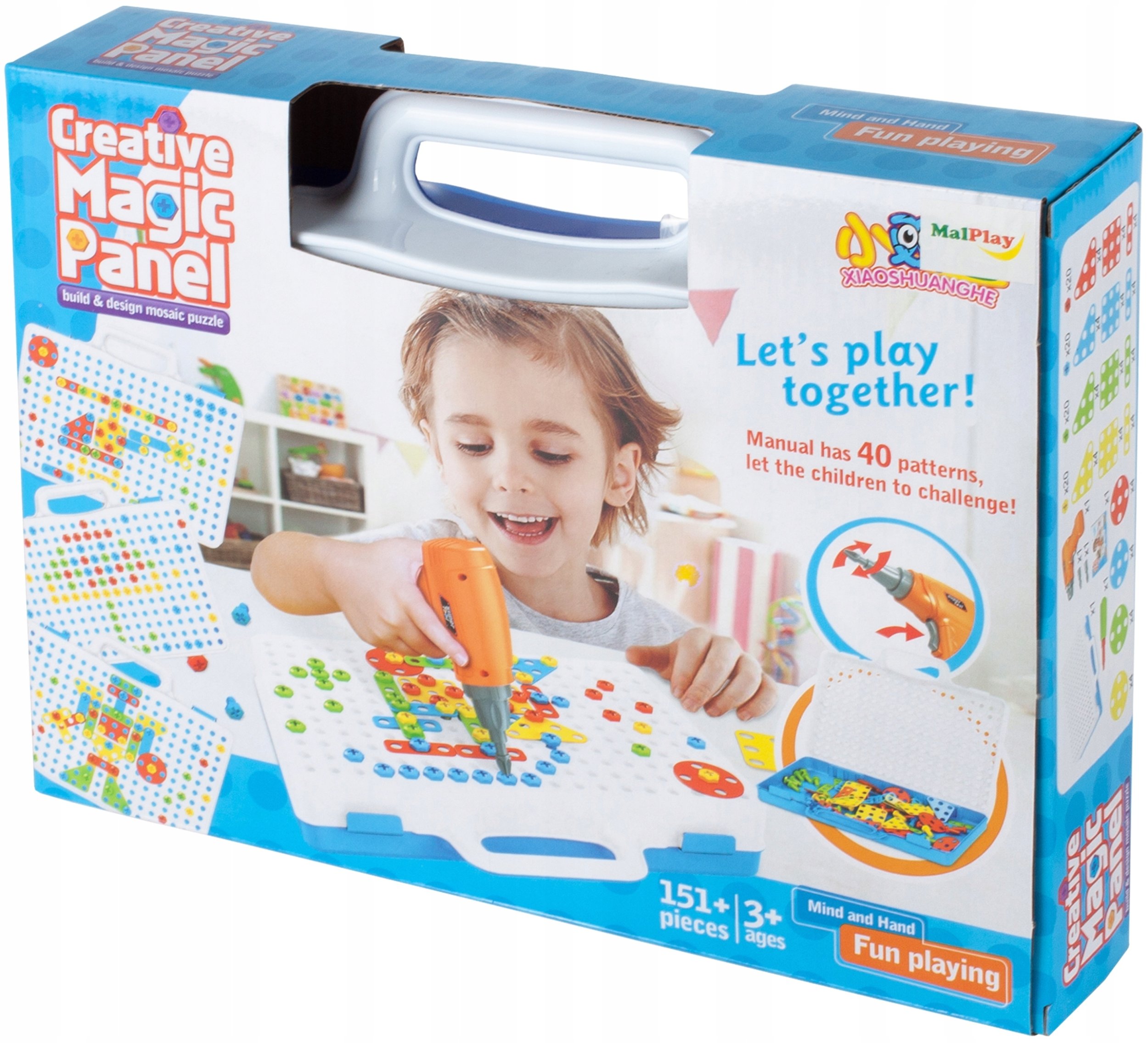 Klocki Konstrukcyjne Układanka +Wkrętarka, Śrubki Zestaw Creative Magic 151 el.