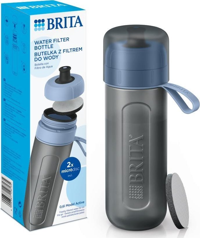 Brita Butelka filtrująca Active Pastelowy błękit + 2 filtry MicroDisc 600ml