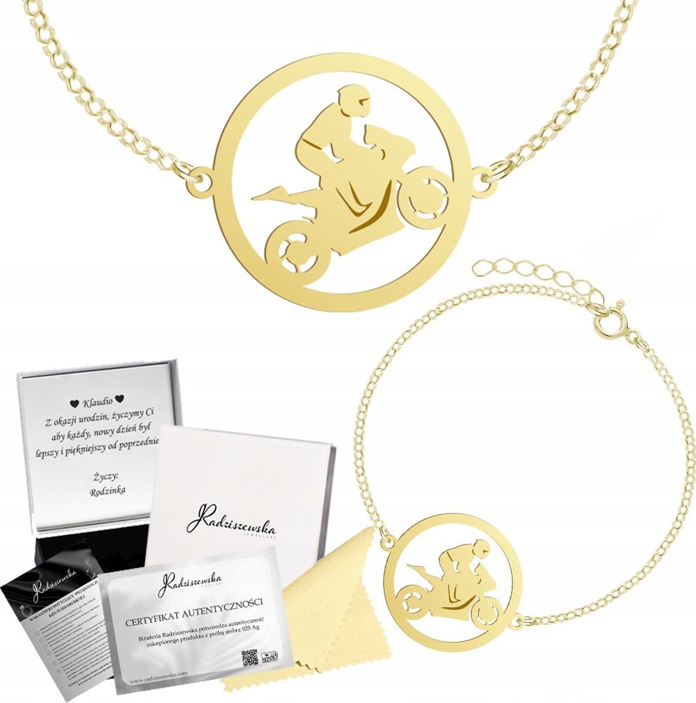 Radziszewska Jewellery Bransoletka Złota Ścigacz Srebro 925 Ankier Grawer Gratis Prezent Biżuteria