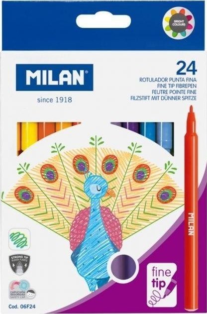 Flamastry z cienką końcówką 24 kolory MILAN