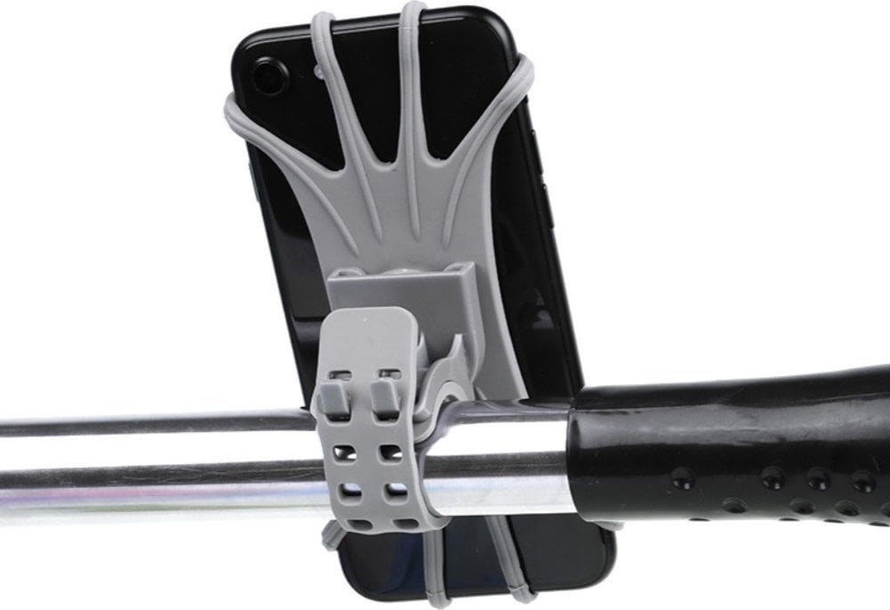 Hurtel Obrotowy silikonowy uchwyt rowerowy na telefon z odczepianym zaciskiem czarny Obrotowy silikonowy uchwyt rowerowy na telefon z odczepianym zaci