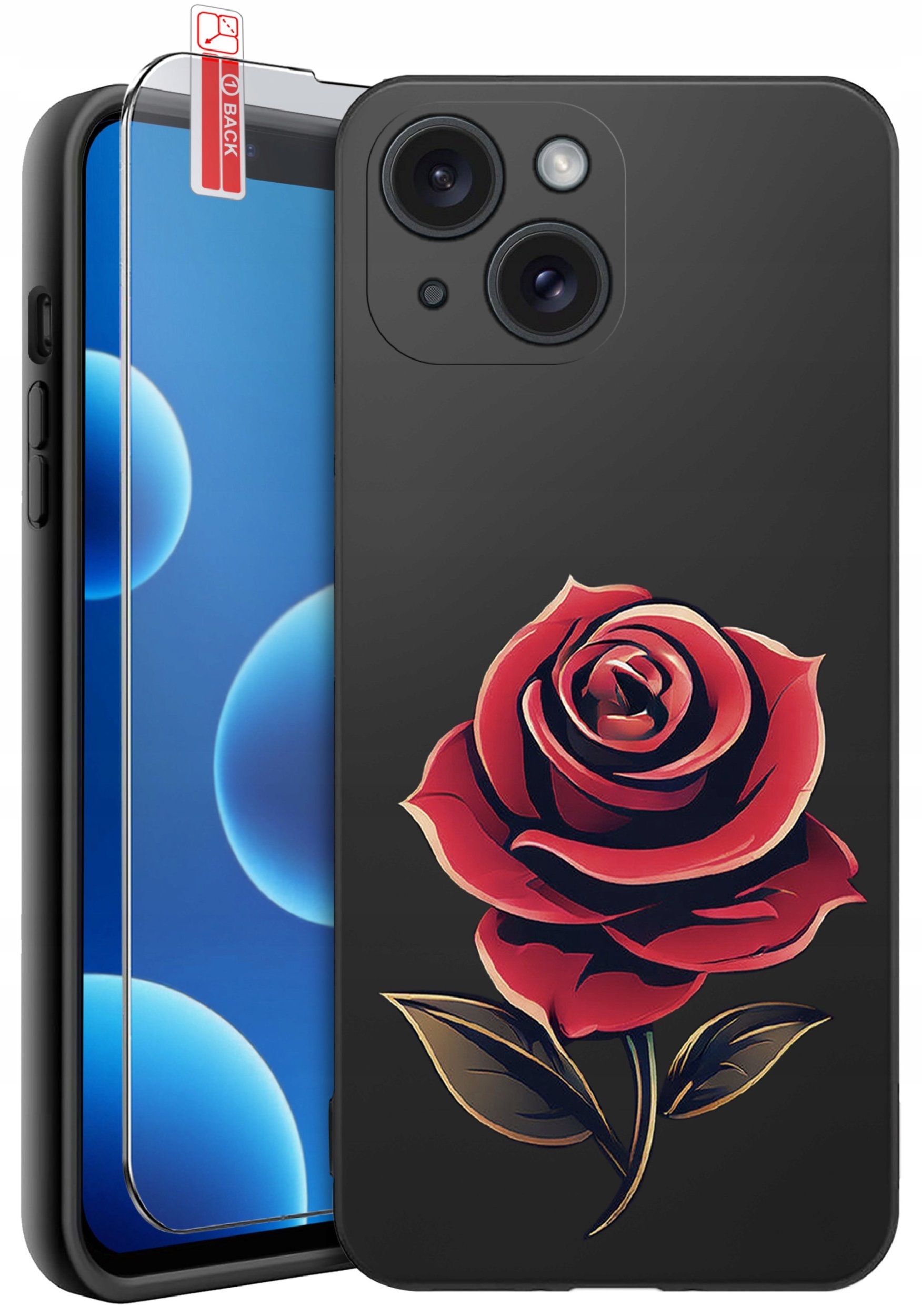 ETUI do iPhone 13 | 14 | WZORY | SILIKONOWE MATT CASE + SZKŁO 9H