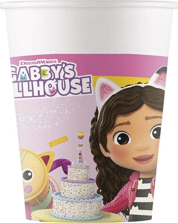 Kubeczki papierowe Gabby's Dollhouse 200ml 8szt