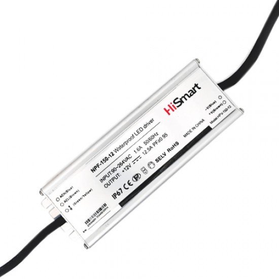 Zasilacz Hismart Maitinimo šaltinis 12V, 12.5A, 150W, PFC, IP67