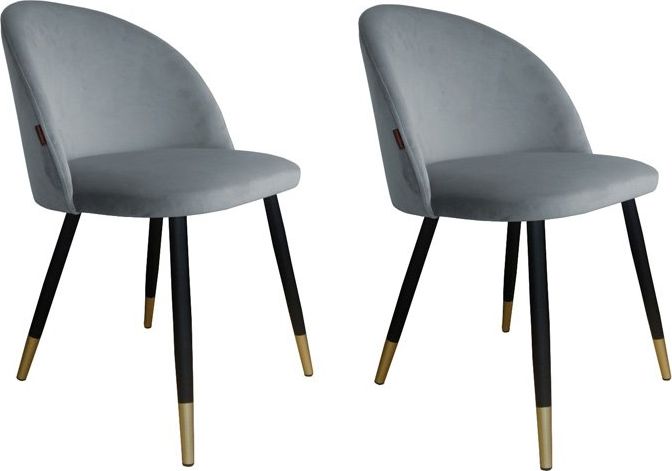 Atos Zestaw krzeseł CLAUDINE 1 VELVET GOLD 2 szt szare